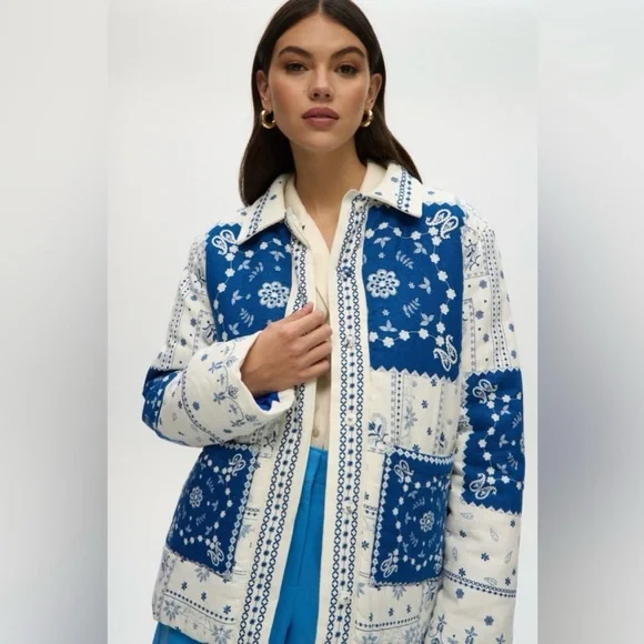 Caroline Constas Navy and Cream Patterned Jacket